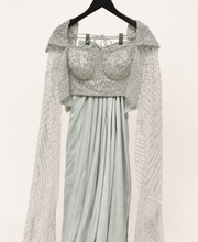 Sage Green Crystal Corset Extra Long Sleeve