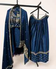 Royal Deep Sea Blue Silk with Elegant Work Lehenga Set