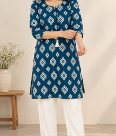 Bandhani Diamond Print Kurta Palazzo Set in Blue