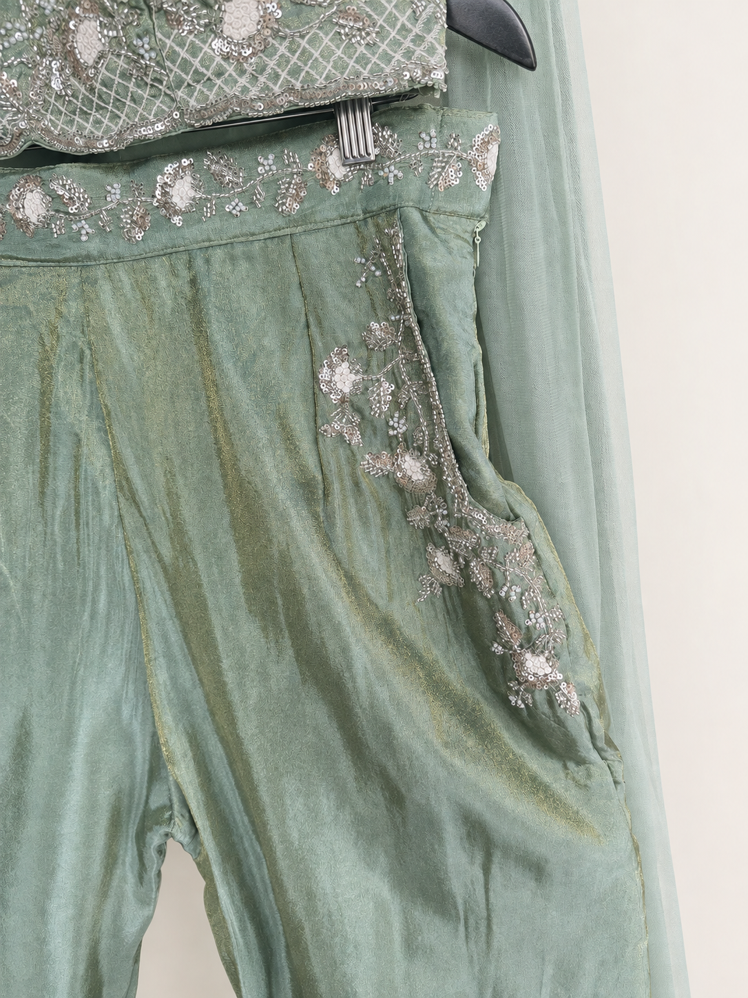 Mint Green Pocket Halter Top Palazzo Set