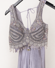 Heavy Lavender Crop Top with Soft Pre-Stiched Saree