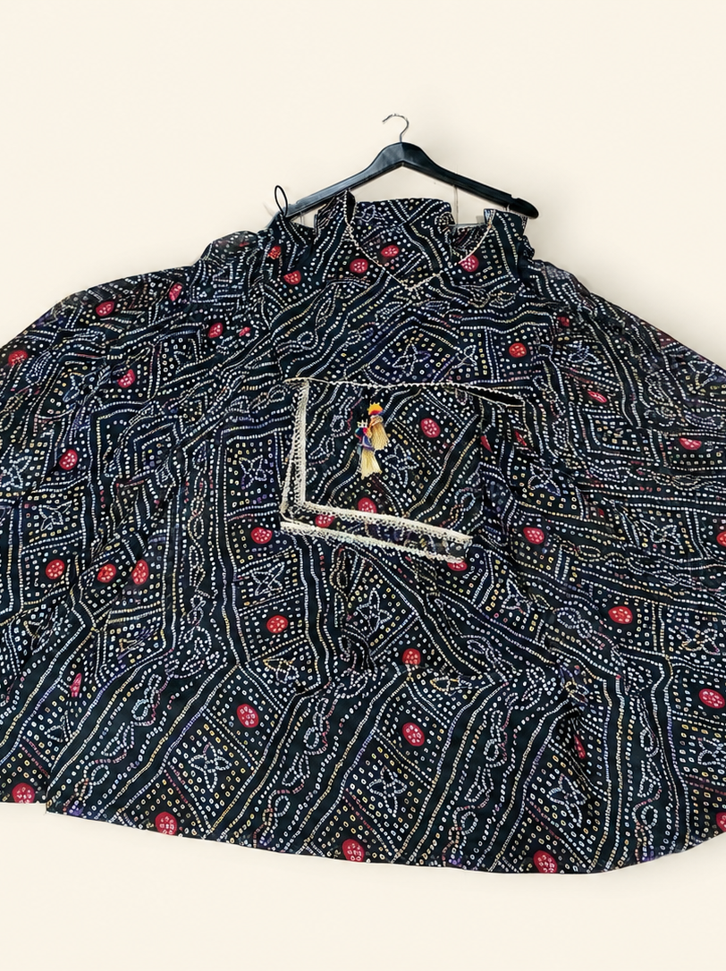 Black bhadni Garba Lehenga Set