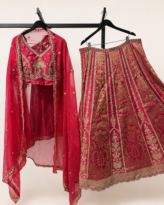 Bridal Red Heavy Traditional Lehenga Set