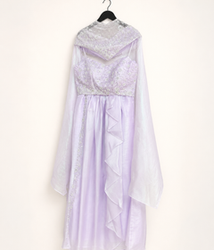 Long Sleeve Sweetheart Neck Purple Gown Dress