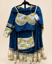 Blue and White Floral Riniya Lehenga Set