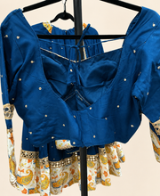 Blue and White Floral Riniya Lehenga Set