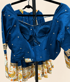 Blue and White Floral Riniya Lehenga Set