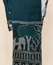 Mens Button Green Soft Material Kurta with Gold Elephant Embroidery