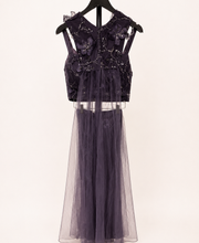 Dark Plum over coat net as Dupatta Pre-Stiched  Saree