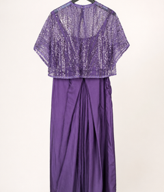 Purple crop top with skirt with Cape top as dupatta