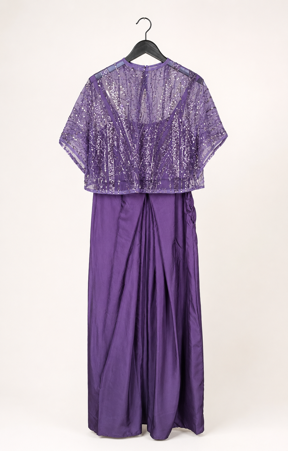 Purple crop top with skirt with Cape top as dupatta