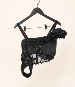 Black Wing Corset Pre-Stiched- Saree