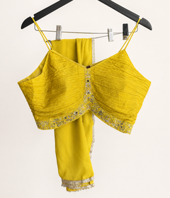 Mustard Yellow Crop Top Palazzo Set Heavy