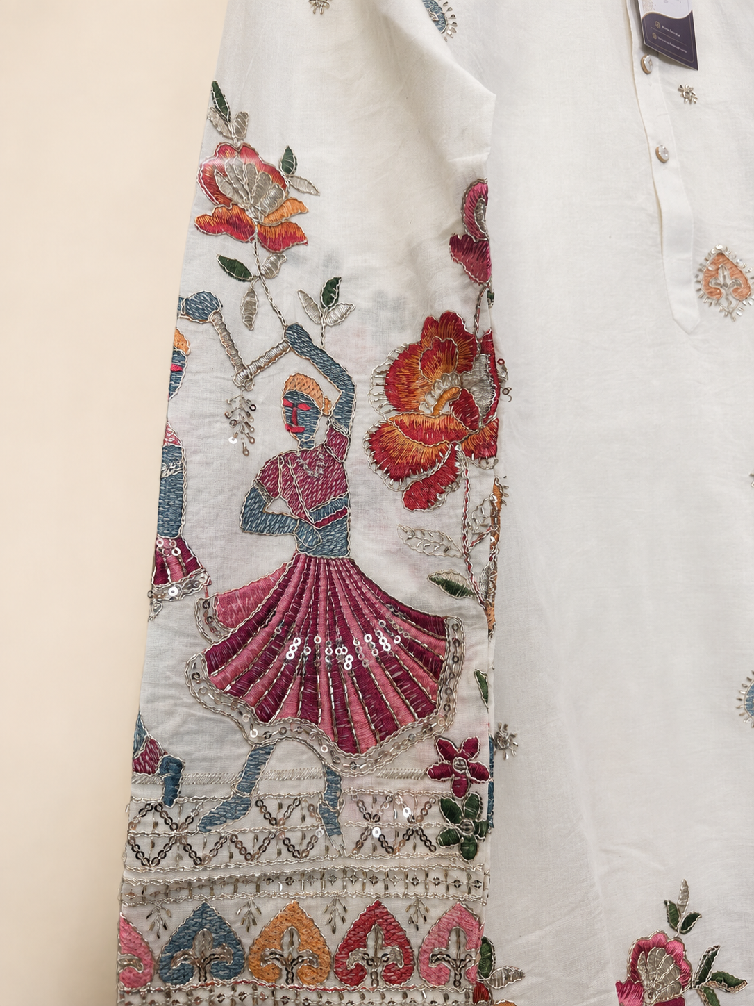 Damian Bead Work Embroidery Kurta with Pant Mens