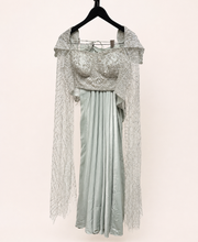 Sage Green Crystal Corset Extra Long Sleeve