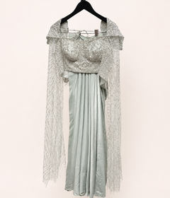 Sage Green Crystal Corset Extra Long Sleeve