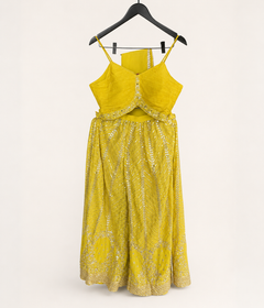 Mustard Yellow Crop Top Palazzo Set Heavy