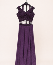 Purple Striped Gown Soft Material Choker Dupatta