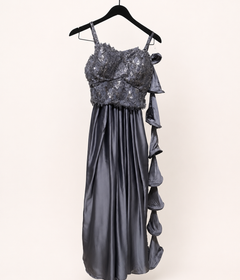 Charcoal Sequin Corset Satin Set