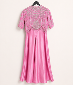 Pink Luxe Embellished Palazzo Set with Attached Dupatta