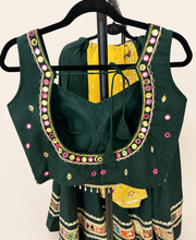 Green Garba Lehenga Set with Yellow Dupatta Traditional Folk