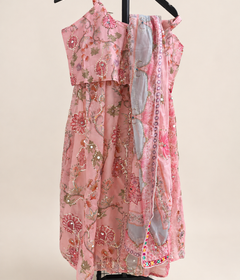 All Pink Floral Lightweight Lehenga Set with Sequence