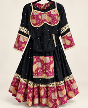 Black and Pink Floral Riniya Lehenga Set