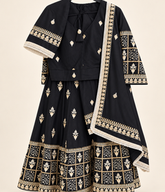 All Black Long Sleeve Navratri Collection Lehenga Set