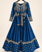 Royal Deep Sea Blue Silk with Elegant Work Lehenga Set