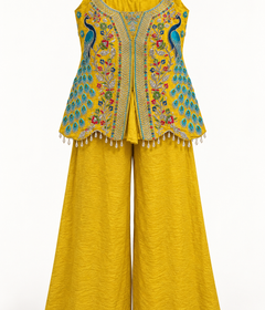 Mustard Yellow Peacock Palazzo Set