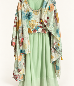 Mint green floral palazzo pant