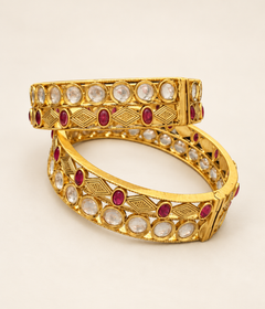 Pink polki bracelet set of 2