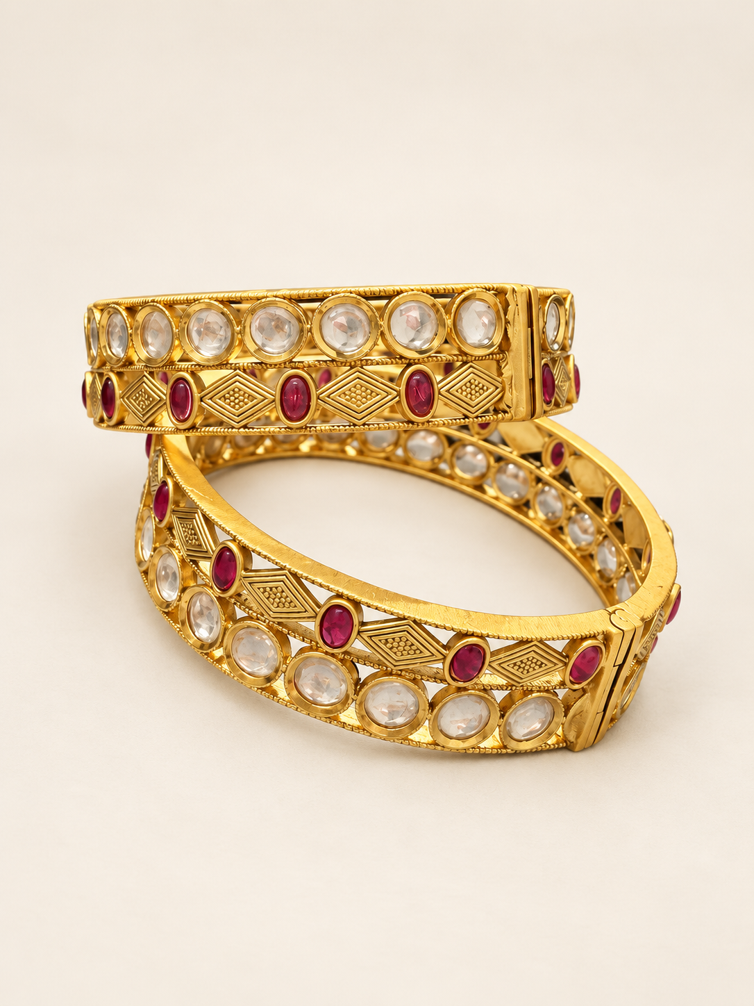 Pink polki bracelet set of 2