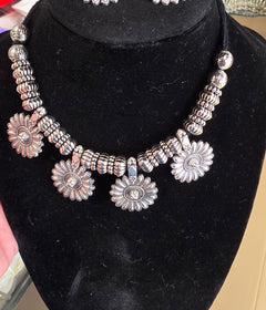 Small sunflower necklace/dokiyu with earrings