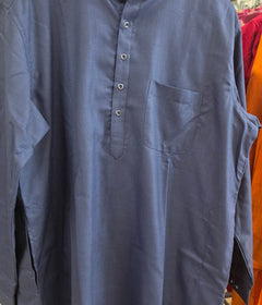 Men's Pathani set in linen Navy Blue color