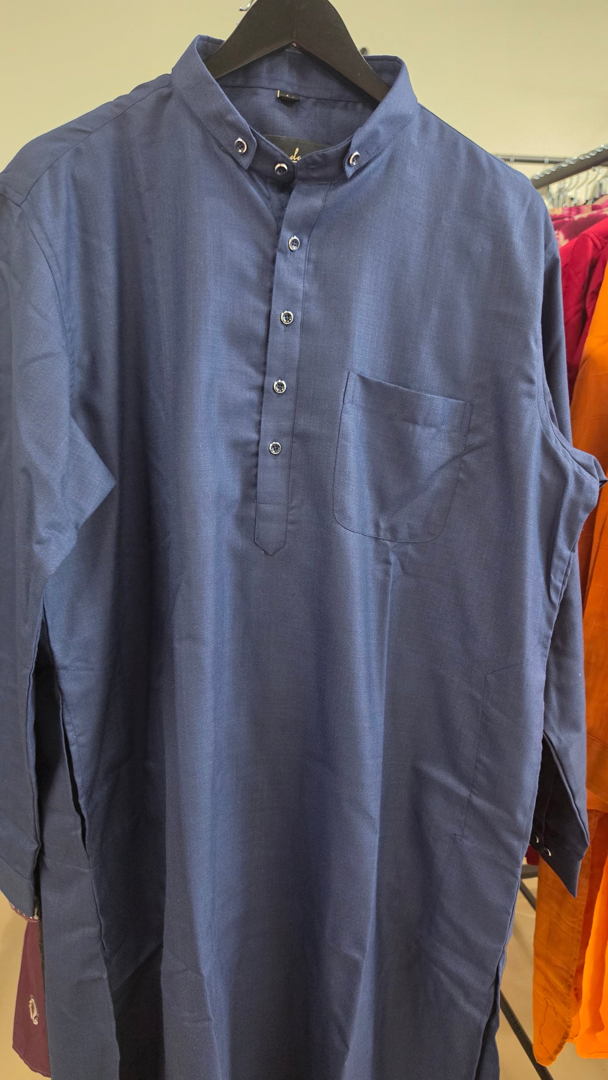 Men's Pathani set in linen Navy Blue color