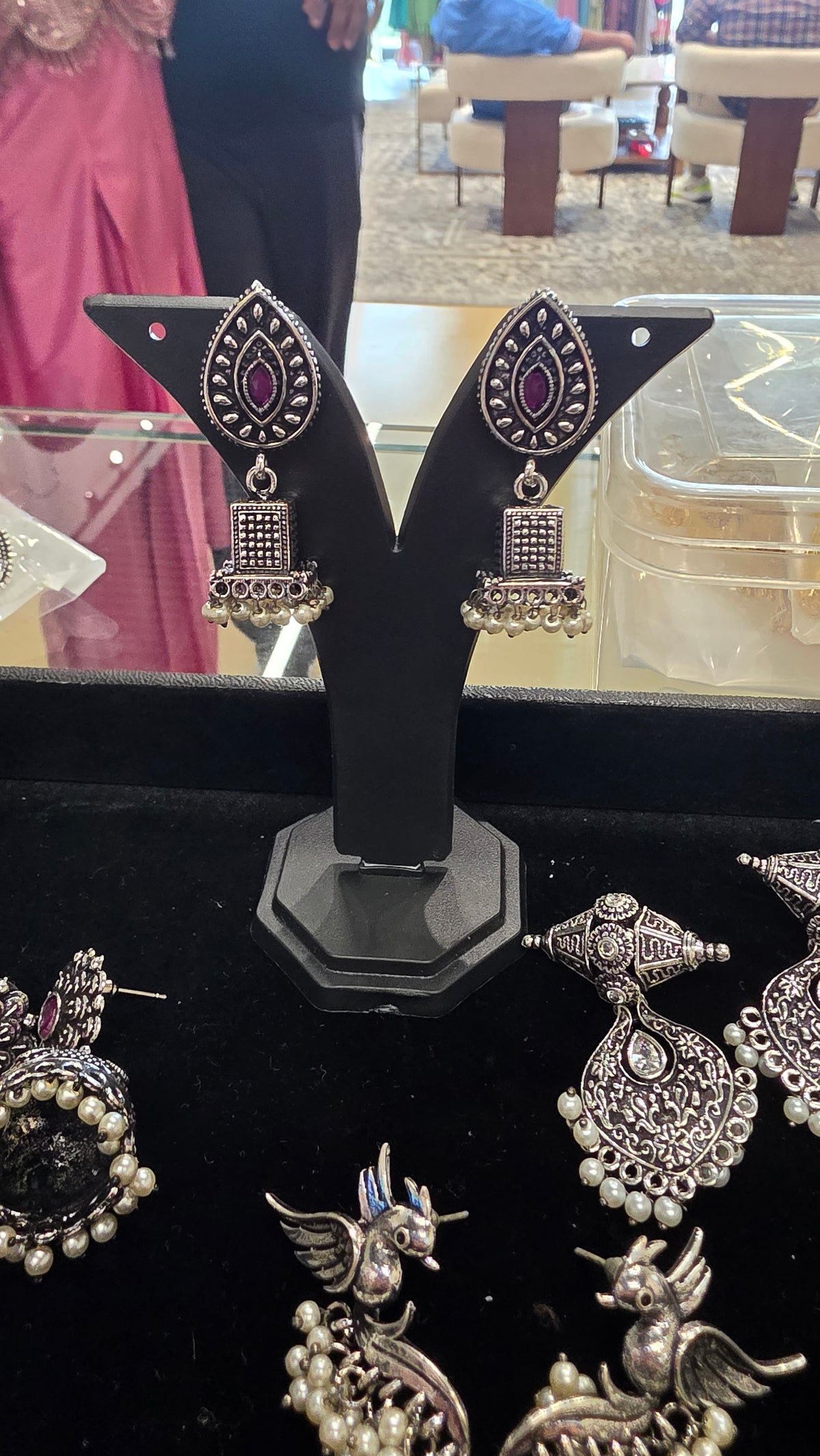 Oxodised Earring  medium sized