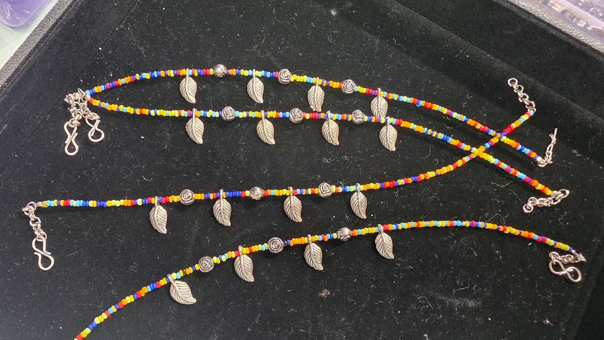 Multicolored beads anklets