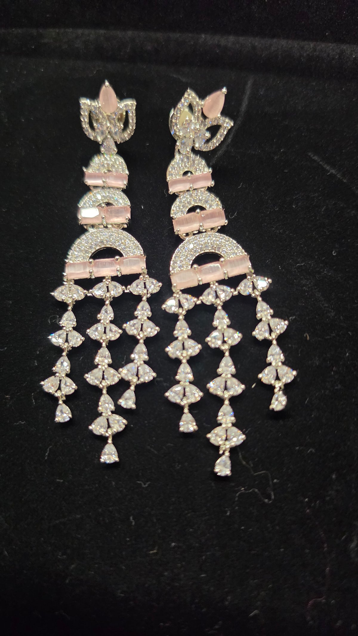 Long pink diamond earring