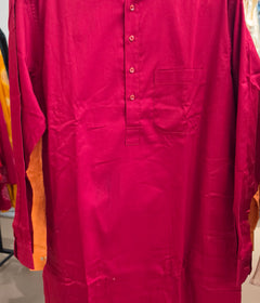 Men's kurta Dark red in cotton