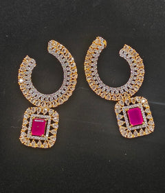Ruby square earring