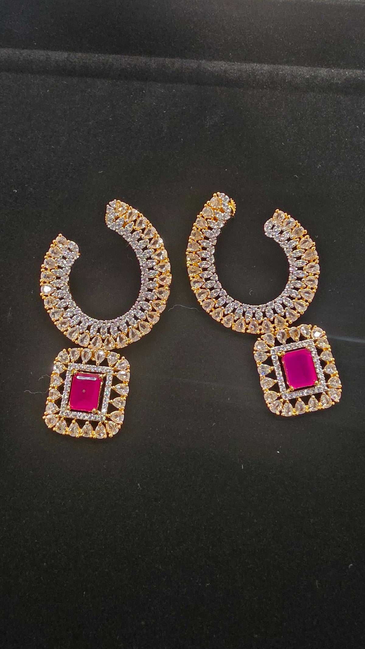 Ruby square earring