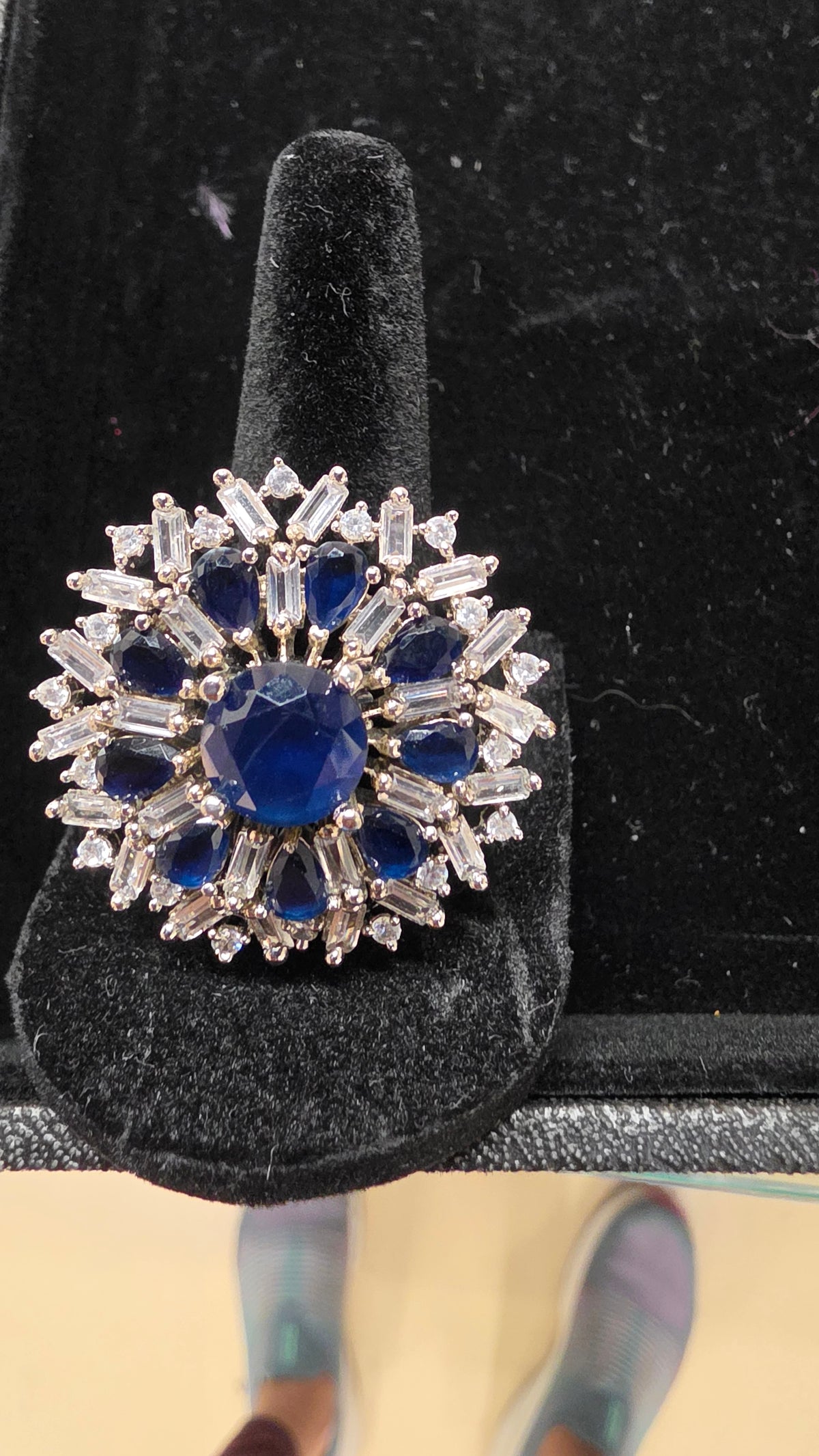 Ruby blue dimond crystal  ring
