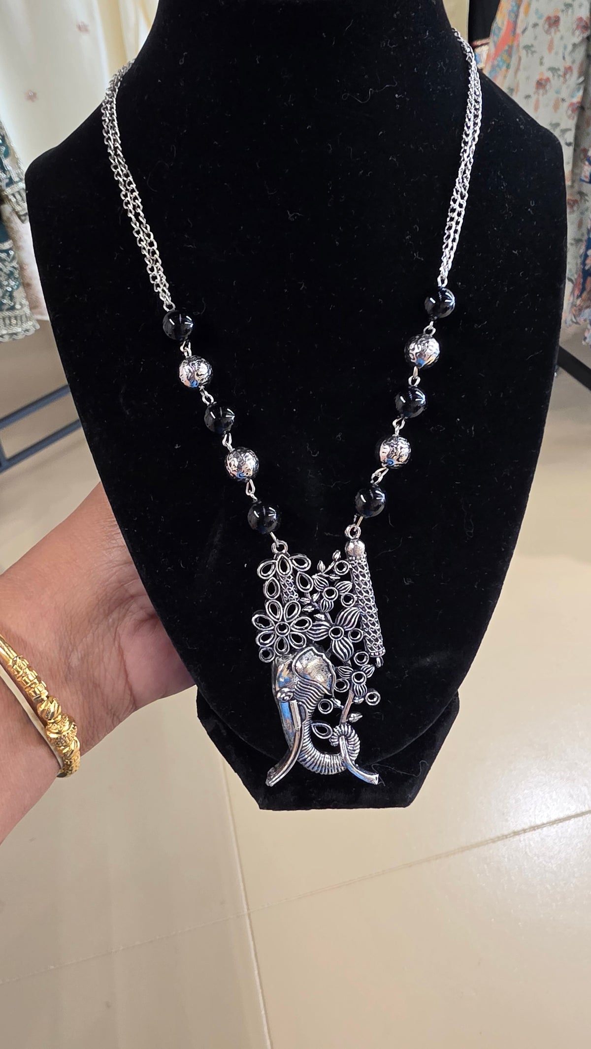 Oxodised simple necklace/  elephant shaped