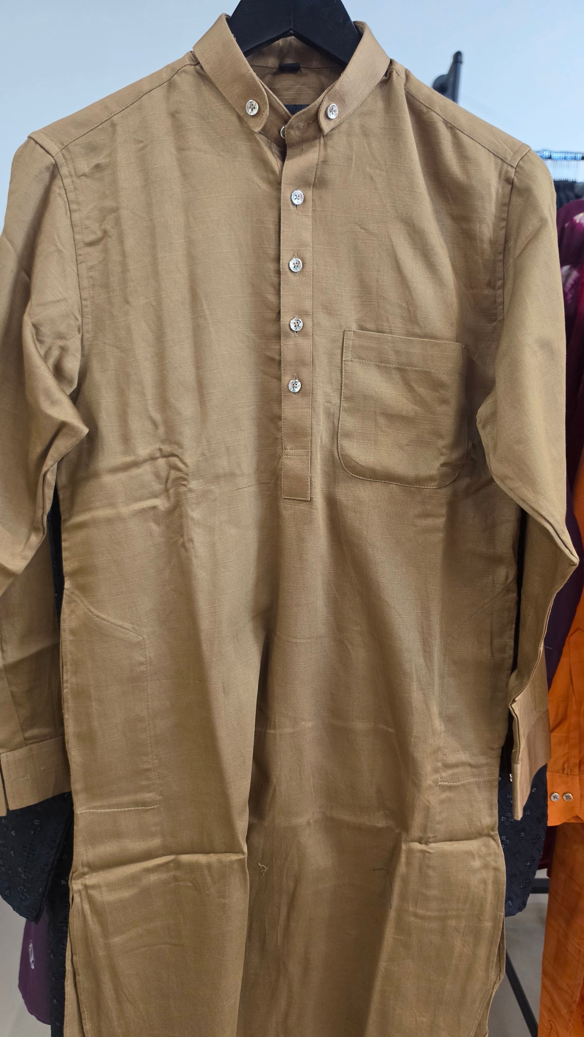 Men's Pathani set in linen olive color