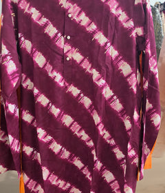 Men's Kurta majenta lehariya in Mulmul cotton