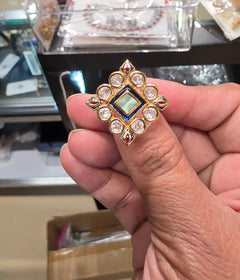 Simple square polki ring