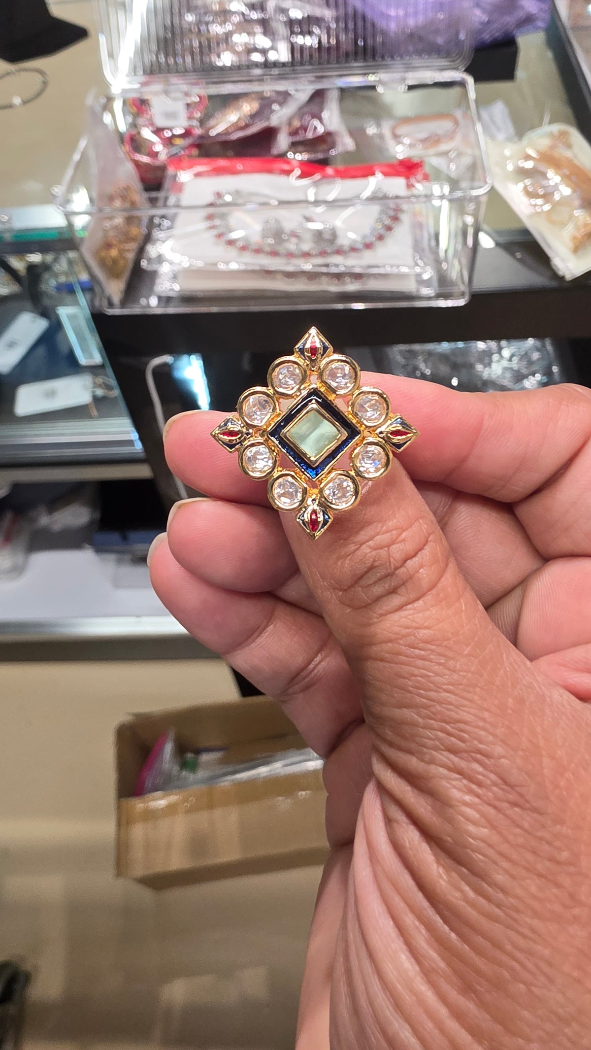 Simple square polki ring