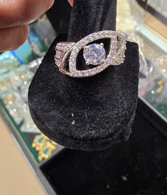Silver solitaire American Dimond ring