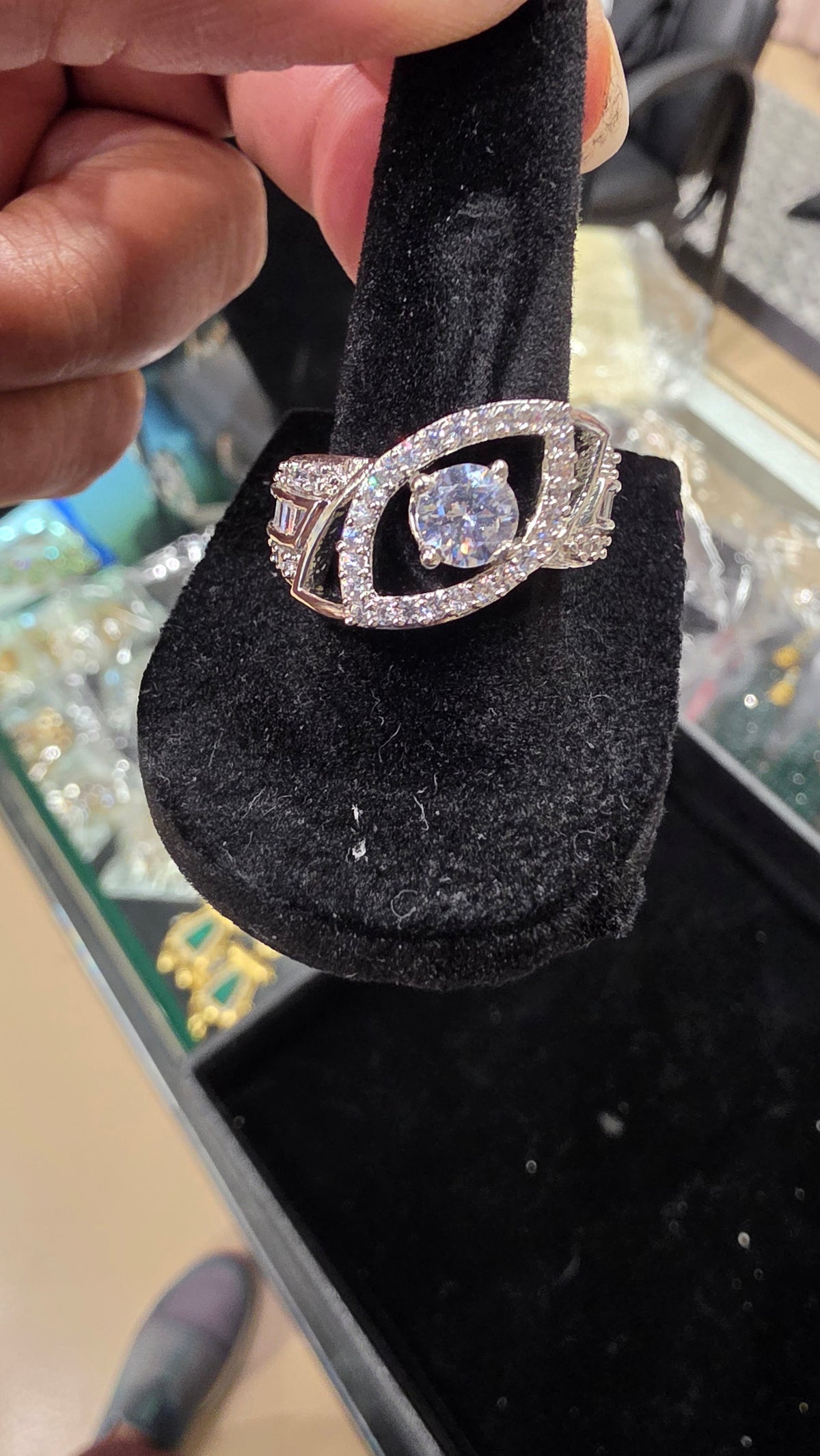 Silver solitaire American Dimond ring